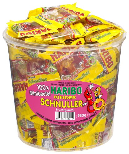 Haribo Kinder Schnuller 100 Minibeutel, 1er Pack (1 x 980 g Dose)